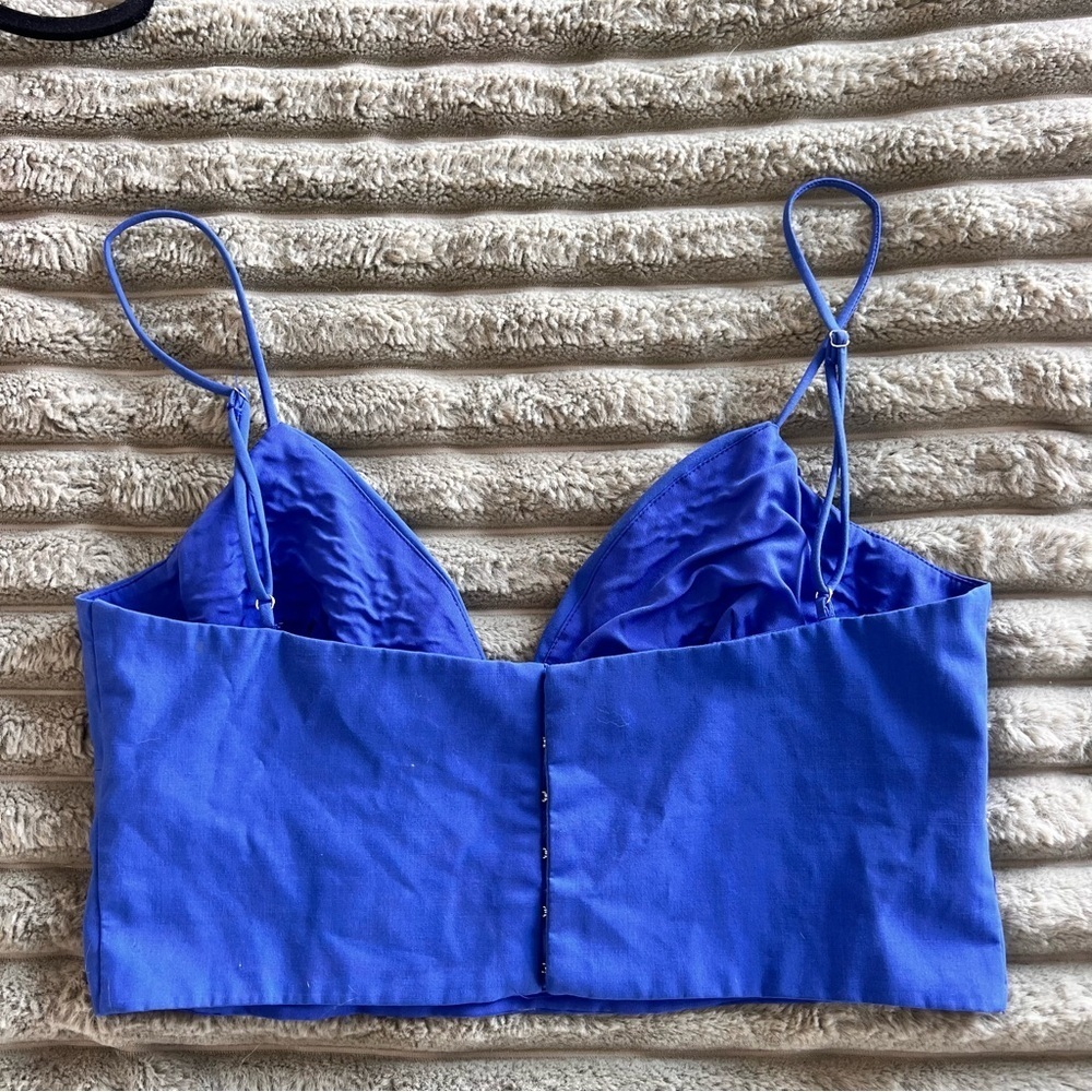 Zara Royal Blue Cropped Tank Top- L - Picture 4 of 7